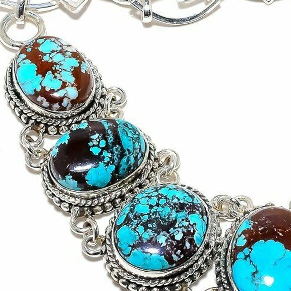 NEW - Tibetan Turquoise Stone Sterling Adjustable Necklace - Picture 3 of 7